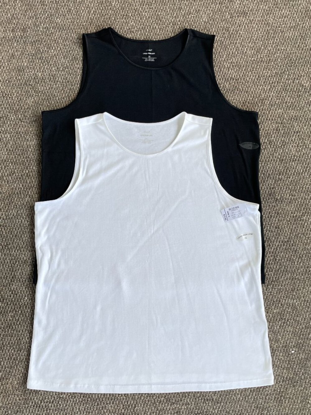2 NWT CJ BANKS Satin Trim Tanks 2X Black Ivory